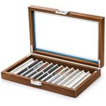 Yesland Black Walnut Wood Pen Display Box, 12 Slot Fountain Pen Organizer Box with Clear Glass Window, Luxury Pen Collection Case for Shop, Home