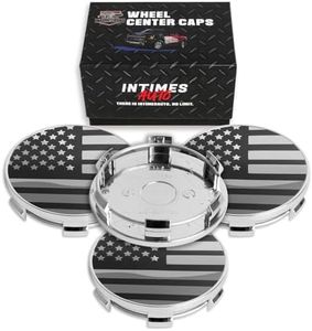 InTimesAuto 68MM 2.7 Inch Wheel Center Caps for BMW 36136783536 Rim Wheel Center Hub Caps, Pack of 4 Chrome with American Flag