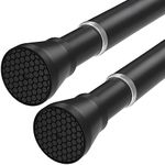 QINGYUN Black Tension Rods for Windows 28 to 48 Inch 2 Pack Spring Curtain Rod Tension Curtain Rod Expandable Pressure Curtain Rod Tension No Drill Adjustable Curtain Rods for Bathroom,Doorway,Door