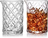 Tebery 2 Pack 700ml Cocktail Mixing Glass, Crystal Cocktail Mixing Jug, Thick Bottom Seamless Bar Mixing Pitcher for Martini, Mojito