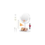 Auxmir 30X Magnifying Mirror with Light, 9'' Rechargeable Makeup Mirror with Tweezer, 3 Color Stepless Dimmable Mirrors with Phone Holders, 360° Free Standing Detachable Vanity Mirrors for Bedroom