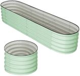 8x2x1.5ft Oval+2x2x1.5ft Round Galvanized Raised Garden Bed,Planter Raised Garden Box Outdoor,Raised Planter Box,Large Planter Raised Bed for Vegetables, Flowers, Fruits,Rubber Edge, Green