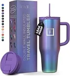 1.2L Insulated Tumbler with Straw Lid and Handle - Cold 20hrs & Hot 5hrs Drinks - Double-Walled Stainless Steel Leakproof Travel Mug - Cupholder Friendly Thermal Cup Coffee Flask