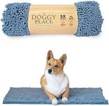 My Doggy Place Medium Faded Denim Microfiber Dog Mat, 31" x 20", Absorbent and Quick-Drying, Non-Slip Rubber Backed, Machine Washable