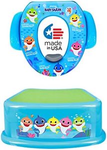 Pinkfong Baby Shark 2 Piece Essential Potty Training Set - Soft Toddler Toilet Seat, Step Stool