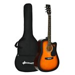 Maxmass Acoustic Guitar, 41 Inche Full Size 4/4 Acoustic Steel-String Guitar with Gig Bag, Pick, Tuner, Spare Strings, Allen Wrench and Cleaning Cloth, Wood Cutaway Folk Guitar for Beginners