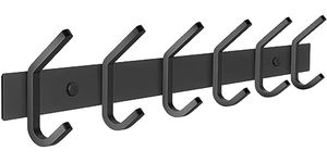 SAYONEYES Matte Black Coat Rack Wall Mount with 6 Double Hooks for Hanging – 17 Inch Heavy Duty SUS304 Stainless Steel Rustic Coat Hooks – Hat, Clothes, Purse, Towel Wall Hooks – 1 Pack