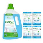 325 Loads, Eco Friendly Concentrated Laundry Detergent Kit - Includes Pre-filled 1.8L Jug and 4 Refills, Lightly Scented, Add Water to Refills to Make Additional 7.2L Liquid - EZ Pur Eco.