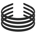 Women Hairmate Self Matte Non Breakable Plastic Hairbands, Pack Of 4 Black Bands For Office/College/Gym/School/Cycling/Facials I Keeps Your Hair Tangle Free