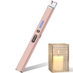 Electric Candle Lighter Long Reach USB Rechargeable BBQ Lighter for Candles, Flameless and Windproof Plasma Arc Lighters for Grill, Camping & Kitchen Use (Champagne Gold)