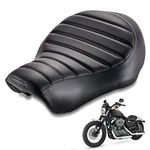 TUINCYN Motorcycle Seat Cushion Synthetic Leather Driver Solo Seat Vintage Black Racer Saddle Seat Compatible With Harley Davidson Sportste XL883 XL883N XL883L XL883X 2005-2013(Horizontal Line Black)