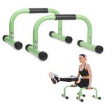 KingMile Parallettes Bars, Push Up Bars Strength Training For Handstands, Full Planche & Dips, Calisthenic, [16.6x10x10in] Push Up Stands Handle for Floor Workouts Calisthenics Equipment (Green)