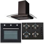 SIA 60cm Single Electric Fan Oven, Gas 4 burner Glass Hob And Curved Glass Hood