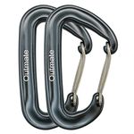 Outmate 12kN Heavy-Duty Carabiner Clips - Durable, Lightweight Aluminum Alloy Carabiners for Hiking, Camping, Keychains, Dog Leashes, Hammocks & More(Wire gate,2 Gray)