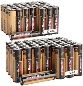 EverBrite 64pcs High Performance Alkaline Battery, 32-Pack AAA Alkaline Battery and 32-Pack AA Alkaline Battery, Triple A Batteries and Double A Batteries Household and Office Devices