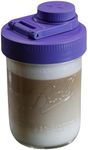 Brewing America Creamer Jar with Pouring Lid, 1 Pint (16 oz) Wide Mouth Ball Mason Jar with Purple Pour Lid, for Milk, Sugar, and Cream, 1-Pack (Violet Purple)