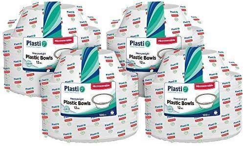 [400 Count] Plasti Plus Disposable Plastic White 12 oz Heavy Weight Soup Bowls, Great For Weddings, Home, Office, School, Party, Picnics, Take-out, Fast Food, Outdoor, Events, Or Every Day Use,