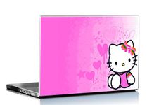 PIXELARTZ Laptop Skin Cute Cat Pink HD Quality-15.6 Inches - Multi-Colour