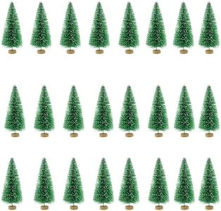 24 Pieces Christmas Tree, Small Xmas Trees, Xmas Crafts Decoration Mini Xmas Trees for Art Projects,Miniature Xmas Tree to Making DIY Snow Globes, Xmas Cake and Gifts, Green 4.5cm