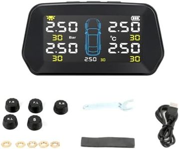 mooderff Tpms Surveillance Pression Pneu, Solaire Durable et Fiable Contrôle Automatique Système D'alarme Universel sans Fil, LCD Écran en Temps Réel 5 Capteurs Externes
