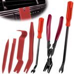 BFXM 7PCS Auto Trim Removal Tool kit, Car Clip Pry Tools Kit No Scratch Plastic, Fasteners Remover Tool Kit, Automotive Interior Fastener Puller Remover Body Repair Set for Car (Red)