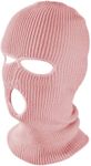 TOPTIE 3 Hole Balaclava, Double Knitted Windproof Breathable Balaclava for Men Women Knit Hat-Light Pink