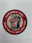 Remember Kids Electricity Will Kill You Tactical Morale Patch - Reddy Kilowatt Funny Tactical Patches, Embroidered Patch with Hook & Loop, Patches for Backpacks, Military Uniforms, Jeans, Vest & More