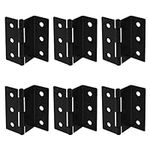 6 PCS 76mm(3") Half-Surface Hinges Chest Hinges, Black Offset Door Hinge, Steel Thickness 1.8 mm, Shutter Hinges Semi-Concealed Three Fold Retro Hinges, Max Load 66 lb(30kg)/Pair