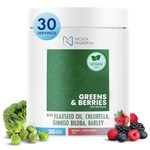 Nova Pharma Greens & Berries - 100% Organic Greens Superfood Powder, Rich Vitamins, Fiber, Omega-3 Fatty Acids, Boosts Immune System, Detoxifies Digestive System - Lactose-Free, GMO-Free - 30 Servings