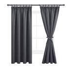 DWCN Dark Grey Curtains Blackout Curtains for Bedroom Thermal Insulated Curtain Pencil Pleat Window Curtains for Living Room with Tiebacks 46 x 54 inch Length, Dark Grey, 2 Panels