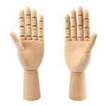 Wooden Hand Model, 2 PCS, 12 Inches Left and Right Hand Art Mannequin Figure with for Hand Jewelry Display, Decoration, Sketching, by GNIEMCKIN.