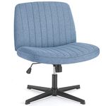 OLIXIS Cross Legged Armless Wide Adjustable Swivel Padded Home Office Desk Chair, Blue