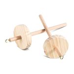 Pvcqjkd 2Pc DIY Drop Spindle Top Whorl Yarn Spinner Hand Wooden Spinning Wheel Wood + Metal DIY Drop Spindle for Yarn Making Yarn Spindle for Beginners Sewing