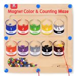 GAMENOTE Magnetic Color and Number Maze - Wooden Magnet Board Puzzles Toddler Activities Counting Matching Games Montessori Fine Motor Skills Toys