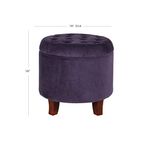 Kinfine Round Velvet Tufted Storage Ottoman, Purple