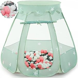 Wilhunter Baby Ball Pit Tent with 50 Balls - For Toddlers, Pink/White/Gray Princess Playhouse with Carry Bag, 109x90cm