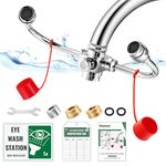 Huanyu Faucet Mounted Eyewash Station 360°Rotation Emergency Eye Wash Station Sink Attachment Adjustable Direction Eye Wash Faucet for Laundry Room Kitchen Sink with 3 Adapters (Style B)