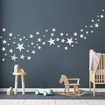 Incrizma 75 Pieces Star Acrylic Mirror Wall Stickers 3D DIY Wall Decals Living Room Bedroom Home Wall Art Deco (60 Pieces Star, Silver)