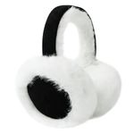 Kedofe Ear Muffs for Winter Women Foldable Fuzzy Cold Outdoor Earmuffs Soft Faux Furry Ear Warmers Covers (Black-white)