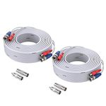 ANNKE 2 Pack 30M/100ft All-in-One Video Power Cables, BNC Extension Surveillance Camera Cables for CCTV Security DVR System Installation, BNC Connector Included (White)