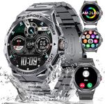 Military Smart Watch for Men,1.43" AMOLED Tactical Watch with Answer/Make Call(400mAh),Rouund Fitness Watch with 100+ Sports Modes/IP68 Waterproof/Pedometer/Heart Rate/Sleep Monitor for Android iOS