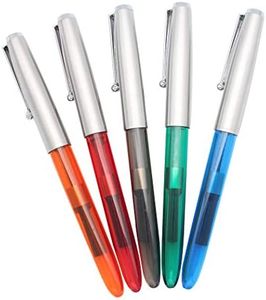 SIPLIV conjunto de 5 jinhao 51a tapa de acero inoxidable pluma transparente pluma estilográfica papelería escuela suministros de oficina papelería (azul, verde, gris, naranja, rojo)