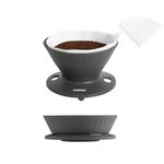 vandroop Collapsible Pour Over Coffee Dripper, Reusable Silicone Pour Over Coffee Maker For Camping, Travel&Home, Portable Single Clever Coffee Dripper With 10 V60 Filter Papers #02(Grey, 2-3 Cup)