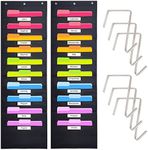 2 Pack Heavy Duty Storage Pocket Chart with Nametag with 10 Pockets, 6 Over Door Hangers included, Hanging Wall File Organizer | Organize Your Assignments, Files, Scrapbook Papers & More