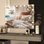 CASSILANDO Hollywood Vanity Mirror with Lights, Hollywood Makeup Mirror, Large Vanity Lighted Mirror with 18 LED Bulbs for Bedroom, 3 Color Modes, USB Port, Tabletop or Wall-Mounted, 80x58cm
