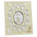 Button Corner Aluminium Photo Frame "My First Year" New Born Baby CG784