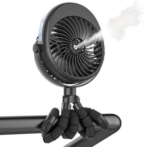 COMLIFE Misting Baby Stroller Fan, 270° & 360° Pivoting Portable Fan, Battery Operated USB Fan, Handheld Misting Fan, with Flexible Tripod Clip on Car Seat Crib Bike Treadmill Bunk Bed