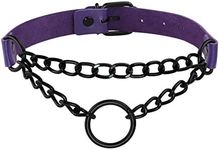 MILAKOO Adjustable PU Leather Choker Collar Soft PU Circle Punk Choker Necklace for Women