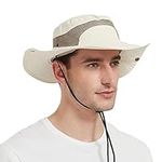 Sun Hat Cotton Bucket Hat-Mens Wide Brim Summer Fishing Safari Hat - Hiking Foldable Garden Boonie Hat