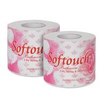 Softouch Excel Toilet Roll Tissue Paper Pack of 2 (375 sheets Per Roll)